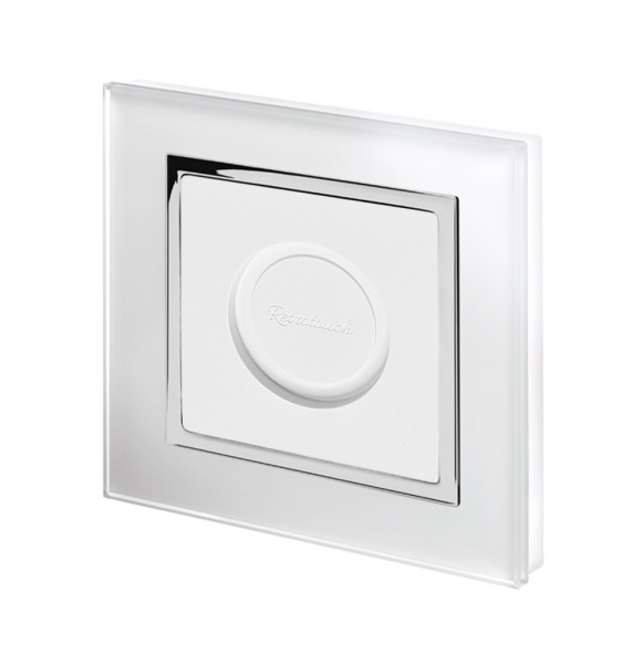 Smart Button Plate in White Glass Chrome Trim for Philips Hue Smart Button